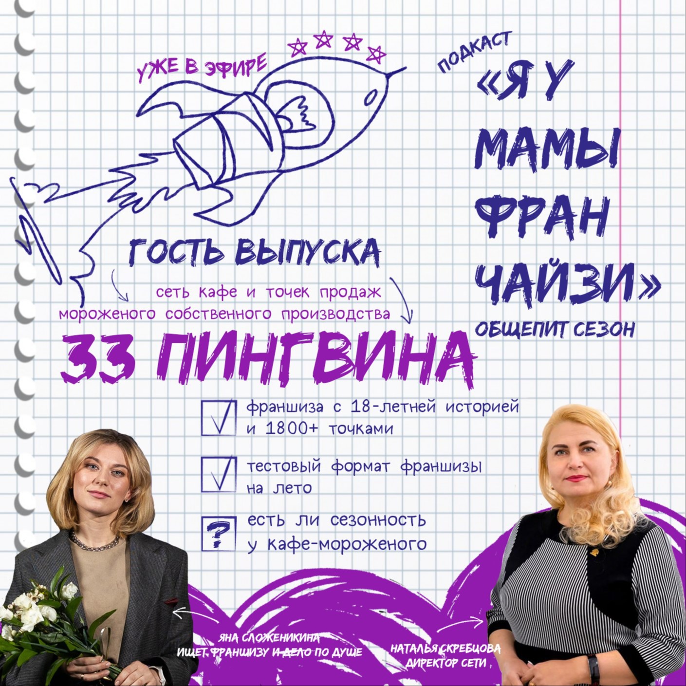 6. Общепит: мороженое 33 ПИНГВИНА, директор сети Наталья Скребцова.  Тест-драйв франшизы на лето – Я У МАМЫ ФРАНЧАЙЗИ – Podcast – Podtail